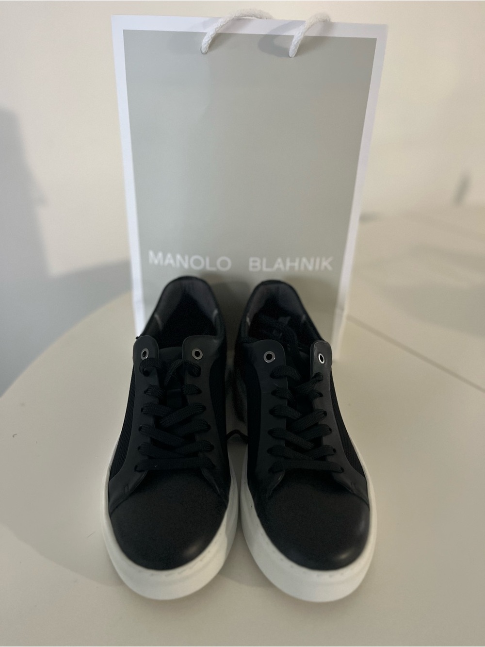 Manolo Blahnik Black and White Low-Top Sneakers